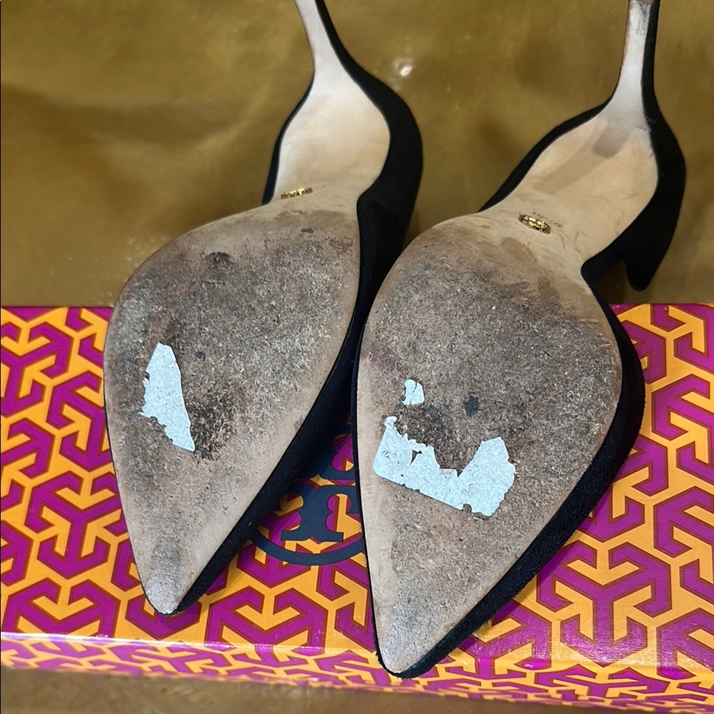 Tory Burch Black Suede Heels 3 inch heel. See all photos for condition. - Picture 6 of 8